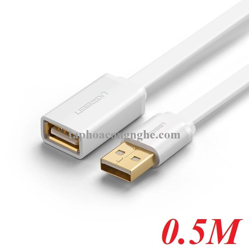 Ugreen 40329 0.5M màu Trắng Cáp tín hiệu nối dài USB 2.0 lõi thuần đồng dáng dẹt US103 30040329